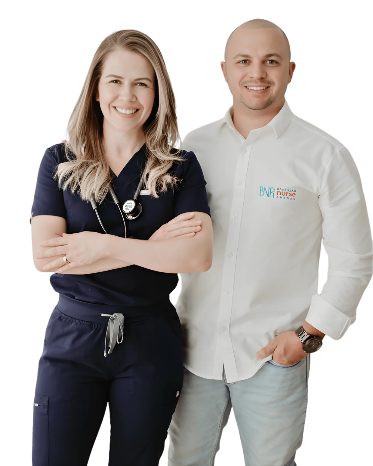 Thatiara de Lima, enfermeira nos EUA, e Jean Silva, fundadores da Brazilian Nurse Abroad